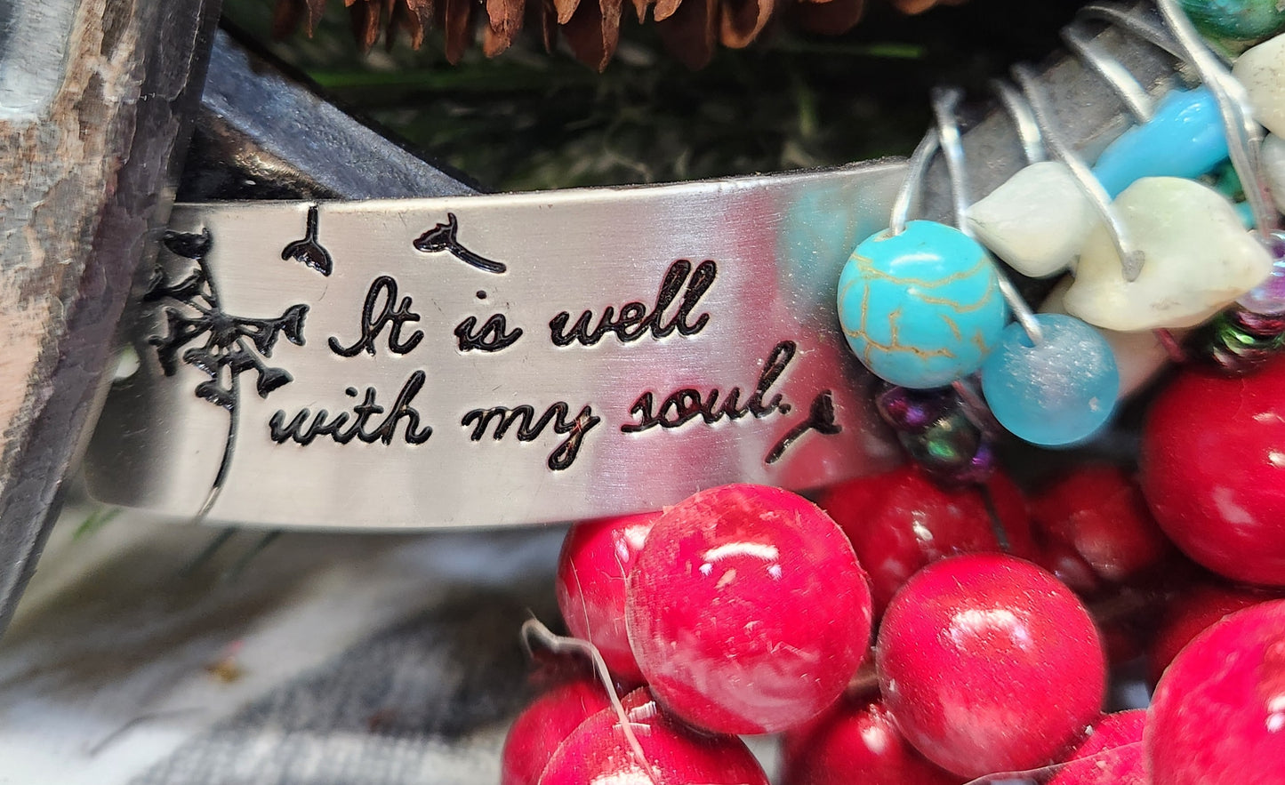 Two hearts beaded Horseshoe "Well with my Soul"